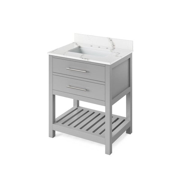 Jeffrey Alexander Wavecrest Contemporary 30" Grey Single Undermount Sink Vanity w/ Quartz Top