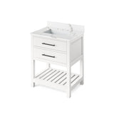 Jeffrey Alexander Wavecrest Contemporary 30" White Single Undermount Sink Vanity w/ Quartz Top