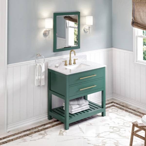 Jeffrey Alexander Wavecrest Contemporary 36" Forest Green Single Sink Vanity