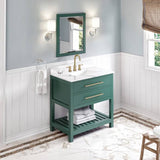 Jeffrey Alexander Wavecrest Contemporary 36" Forest Green Single Sink Vanity w/ Quartz Top