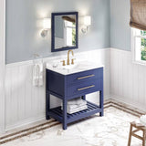 Jeffrey Alexander Wavecrest Contemporary 36" Hale Blue Single Undermount Sink Vanity w/ Quart Top