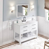 Jeffrey Alexander Wavecrest Contemporary 48" White Single Sink Vanity w/ Quartz Top