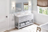 Jeffrey Alexander Wavecrest Contemporary 60" Grey Double Undermount Sink Vanity w/ Marble Top