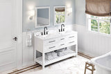 Jeffrey Alexander Wavecrest Contemporary 60" White Double Undermount Sink Vanity w/ Quartz Top