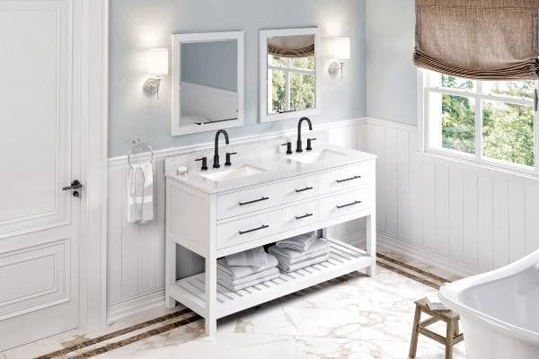 Jeffrey Alexander Wavecrest Modern 60" White Double Rectangular Sink Vanity