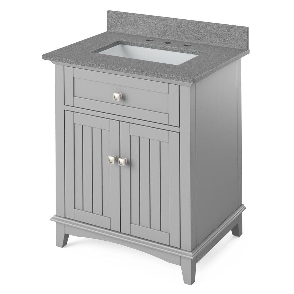 Savino Modern 30" Grey Single Sink Vanity, Steel Grey Cultured Marble Top | VKITSAV30GRSGR