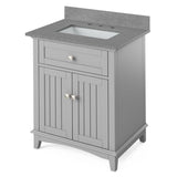 Savino Modern 30" Grey Single Sink Vanity, Steel Grey Cultured Marble Top | VKITSAV30GRSGR