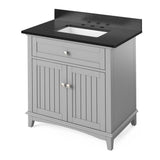 Savino Modern 36" Grey Single Sink Vanity, Black Granite Top | VKITSAV36GRBGR