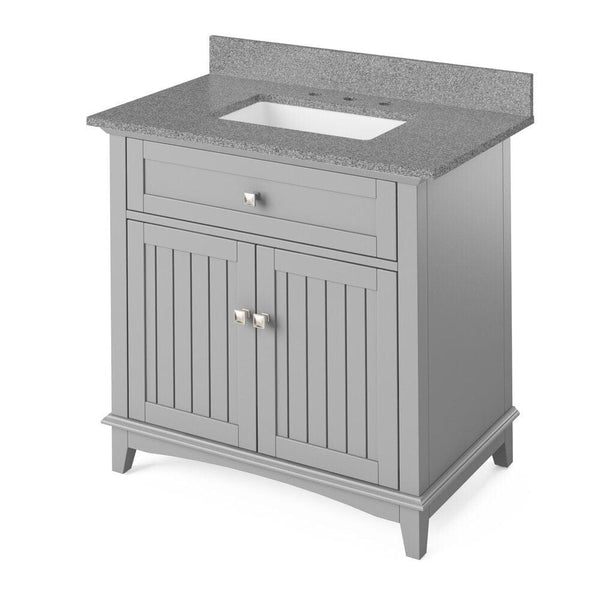 Savino Modern 36" Grey Single Sink Vanity, Steel Grey Cultured Marble Top | VKITSAV36GRSGR