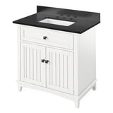 Savino Modern 36" White Single Sink Vanity, Black Granite Top | VKITSAV36WHBGR