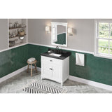 Savino Modern 36" White Single Sink Vanity, Black Granite Top | VKITSAV36WHBGR