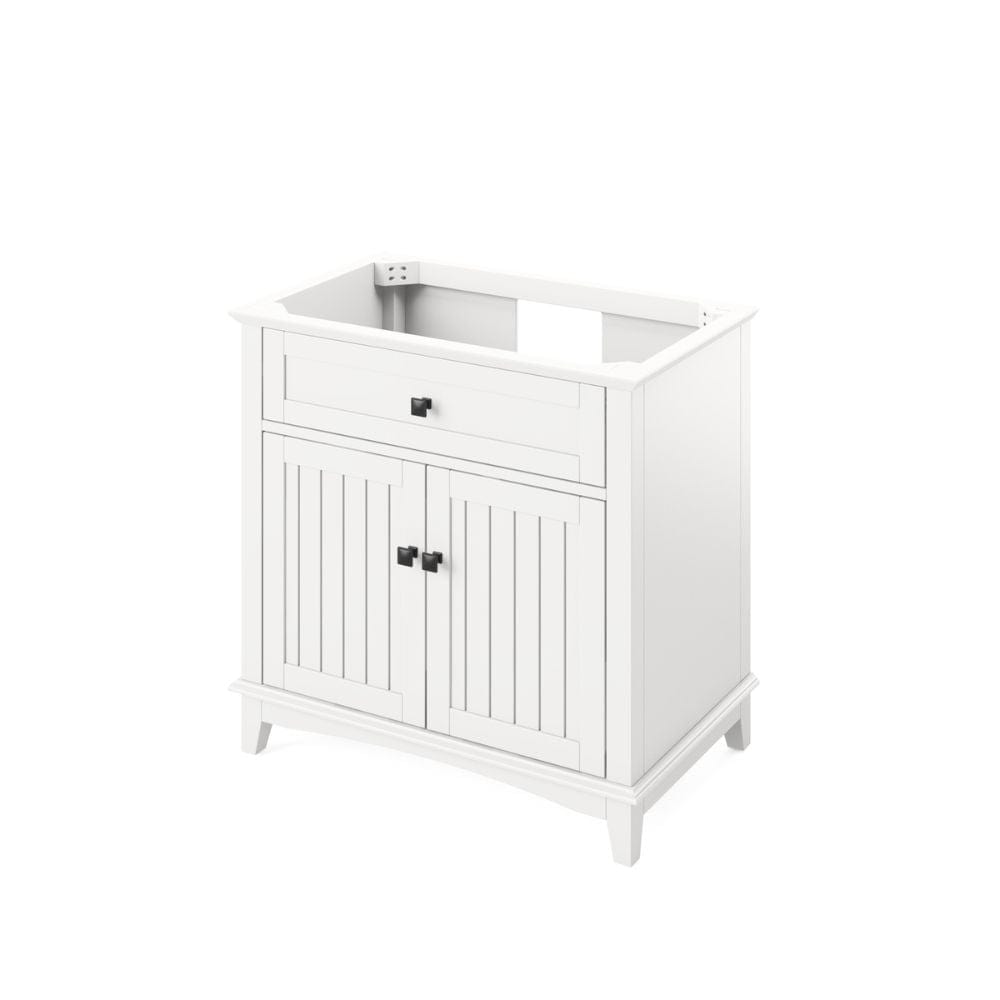 Savino Modern 36" White Single Sink Vanity, Black Granite Top | VKITSAV36WHBGR