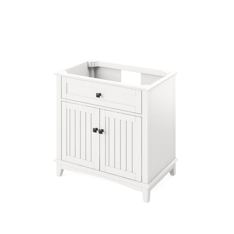 Savino Modern 36" White Single Sink Vanity, Black Granite Top | VKITSAV36WHBGR