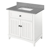 Savino Modern 36" White Single Sink Vanity, Steel Grey Cultured Marble Top | VKITSAV36WHSGR