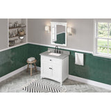 Savino Modern 36" White Single Sink Vanity, Steel Grey Cultured Marble Top | VKITSAV36WHSGR