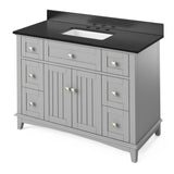 Savino Modern 48" Grey Single Sink Vanity, Black Granite Top | VKITSAV48GRBGR