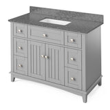 Savino Modern 48" Grey Single Sink Vanity, Boulder Cultured Marble Top | VKITSAV48GRBOR