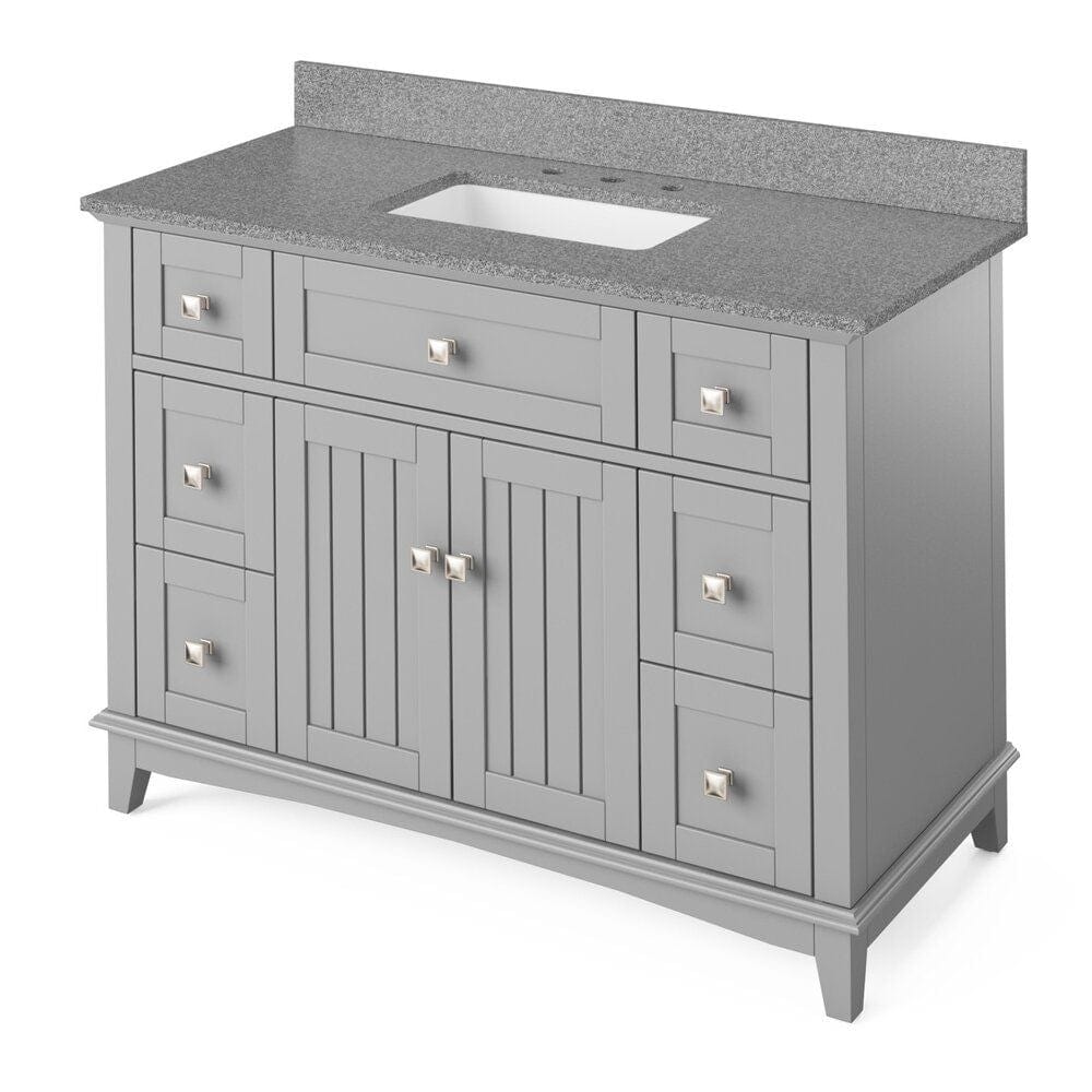 Savino Modern 48" Grey Single Sink Vanity, Steel Grey Cultured Marble Top | VKITSAV48GRSGR