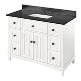 Savino Modern 48" White Single Sink Vanity, Black Granite Top | VKITSAV48WHBGR