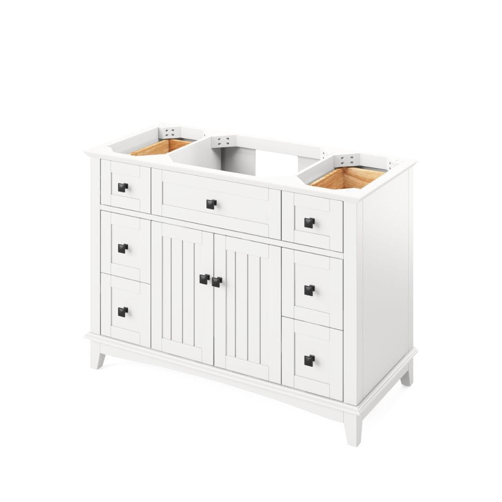 Savino Modern 48" White Single Sink Vanity, Boulder Cultured Marble Top | VKITSAV48WHBOR