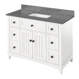 Savino Modern 48" White Single Sink Vanity, Boulder Cultured Marble Top | VKITSAV48WHBOR