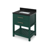 Wavecrest Contemporary Forest Green 30" Vanity, Black Granite Top | VKITWAV30GNBGR