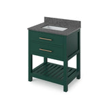 Wavecrest Contemporary Forest Green 30" Vanity, Steel Grey Cultured Vanity Top | VKITWAV30GNBOR