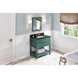 Wavecrest Contemporary Forest Green 36" Vanity, Black Granite Top | VKITWAV36GNBGR