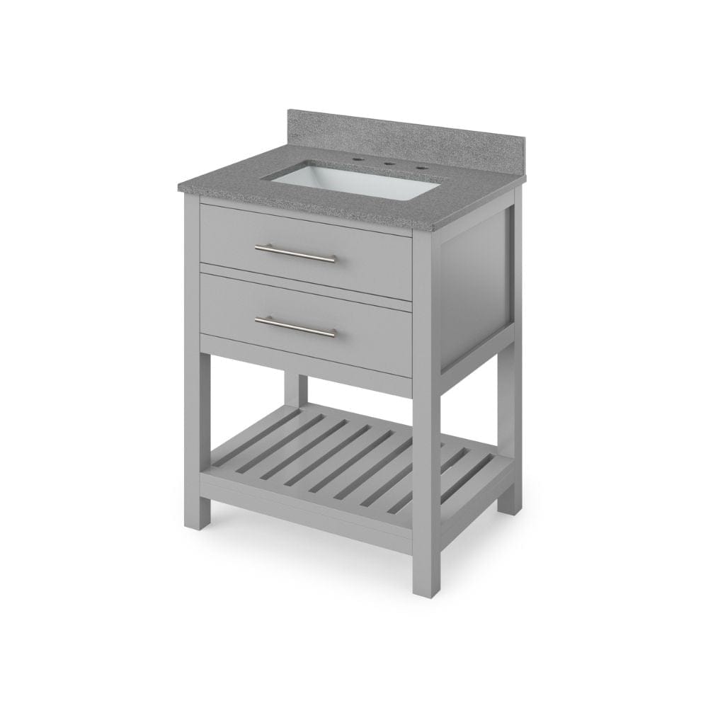 Wavecrest Contemporary Grey 30" Vanity, Steel Grey Cultured Marble Top | VKITWAV30GRSGR