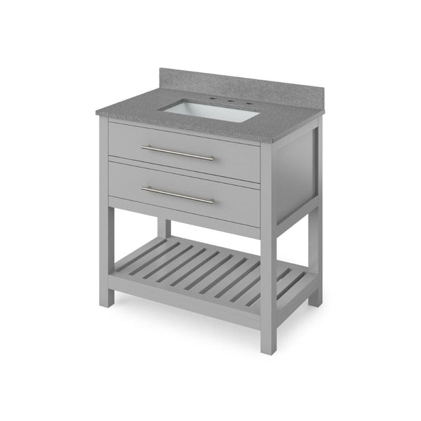 Wavecrest Contemporary Grey 36" Vanity, Steel Grey Cultured Marble Top | VKITWAV36GRSGR