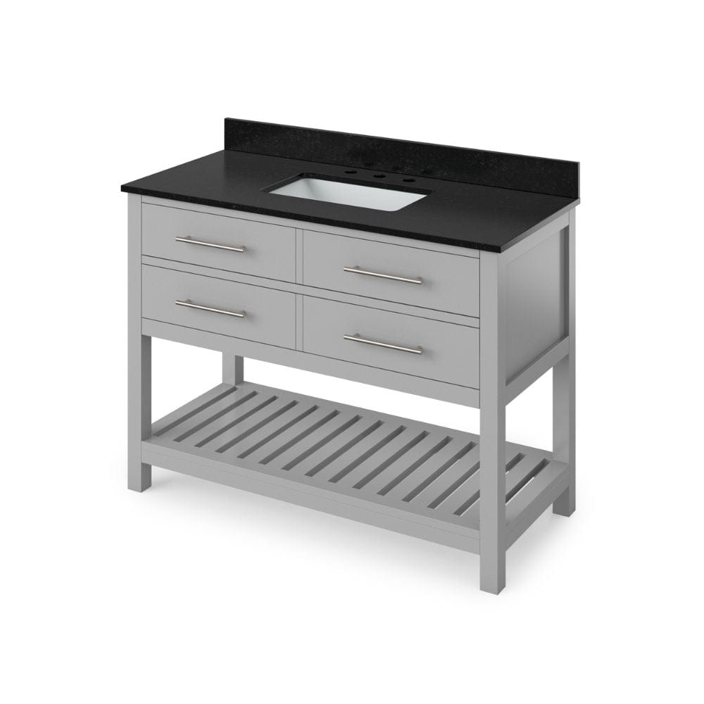 Wavecrest Contemporary Grey 48" Vanity, Black Granite Top | VKITWAV48GRBGR