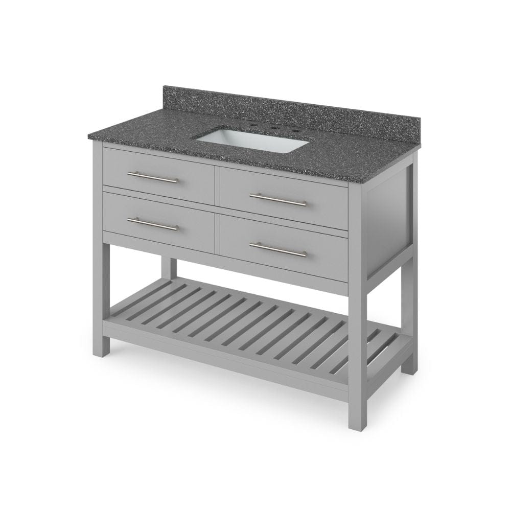 Wavecrest Contemporary Grey 48" Vanity, Boulder Cultured Marble Top | VKITWAV48GRBOR