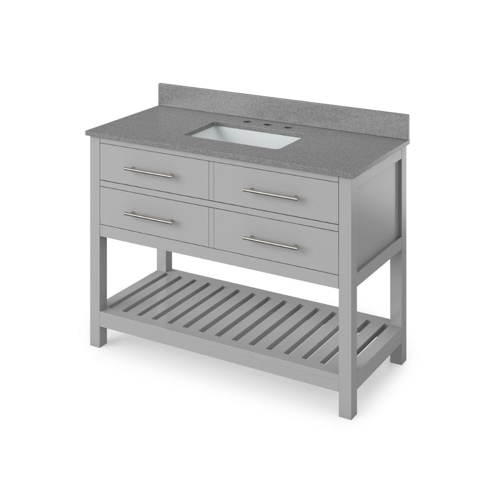 Wavecrest Contemporary Grey 48" Vanity, Steel Grey Cultured Marble Top | VKITWAV48GRSGR