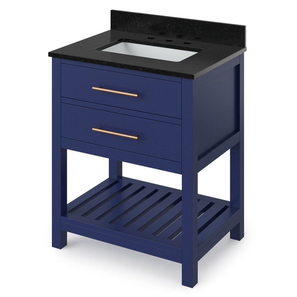 Wavecrest Contemporary Hale Blue 30" Vanity, Black Granite Top | VKITWAV30BLBGR