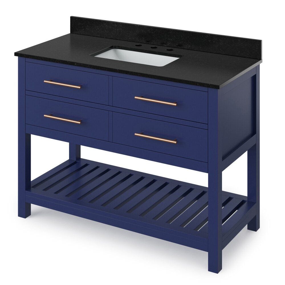 Wavecrest Contemporary Hale Blue 48" Vanity, Black Granite Top | VKITWAV48BLBGR