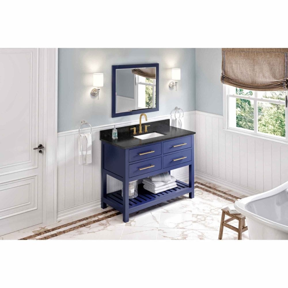 Wavecrest Contemporary Hale Blue 48" Vanity, Black Granite Top | VKITWAV48BLBGR