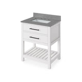 Wavecrest Contemporary White 30" Vanity, Steel Grey Cultured Marble Top | VKITWAV30WHSGR