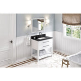 Wavecrest Contemporary White 36" Vanity, Black Granite Top | VKITWAV36WHBGR