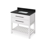 Wavecrest Contemporary White 36" Vanity, Black Granite Top | VKITWAV36WHBGR