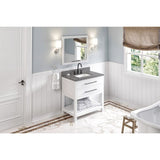 Wavecrest Contemporary White 36" Vanity, Boulder Cultured Marble Top | VKITWAV36WHBOR