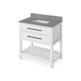 Wavecrest Contemporary White 36" Vanity, Steel Grey Cultured Marble Top | VKITWAV36WHSGR