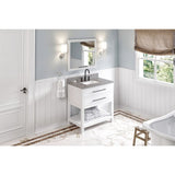 Wavecrest Contemporary White 36" Vanity, Steel Grey Cultured Marble Top | VKITWAV36WHSGR