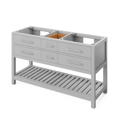 Wavecrest Grey 60" Double Sink Vanity with Steel Grey Cultured Marble Top | VKITWAV60GRSGR