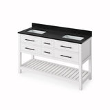 Wavecrest White 60" Double Sink Vanity with Black Granite Top | VKITWAV60WHBGR