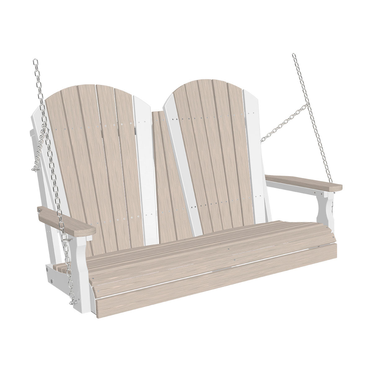 LuxCraft 4' Poly Adirondack Porch Swing With Flip Down Center Console