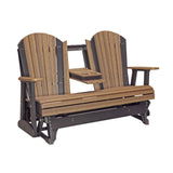 LuxCraft 5' Adirondack Poly Glider Chair With Fold Down Console