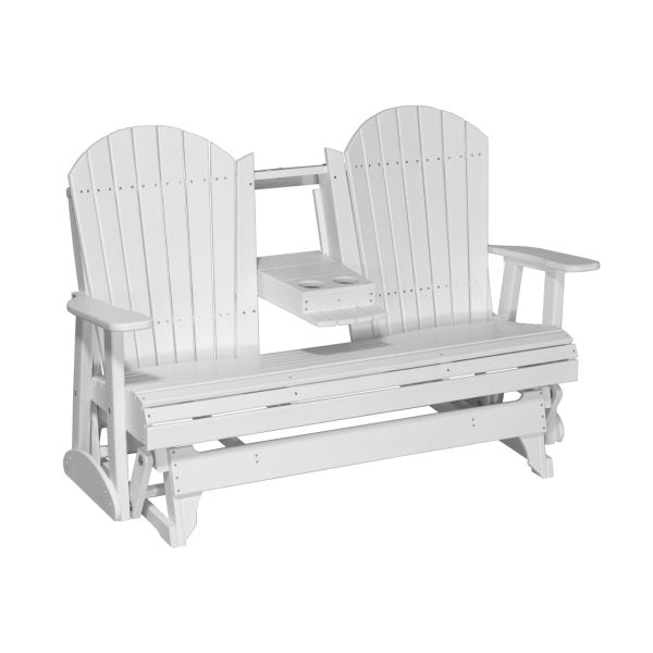 LuxCraft 5' Adirondack Poly Glider Chair With Fold Down Console