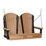 LuxCraft 4' Poly Adirondack Porch Swing With Flip Down Center Console