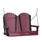 LuxCraft 4' Poly Adirondack Porch Swing With Flip Down Center Console