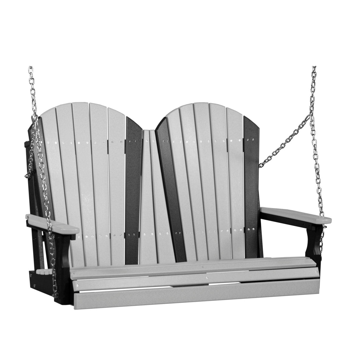 LuxCraft 4' Poly Adirondack Porch Swing With Flip Down Center Console